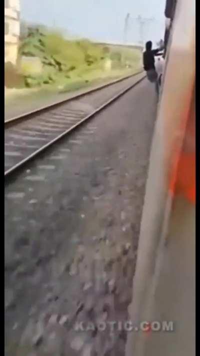 Man falls off a train