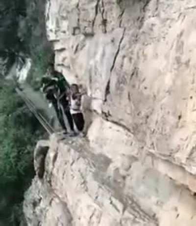 This daiy pathway of villagers living on a mountain.