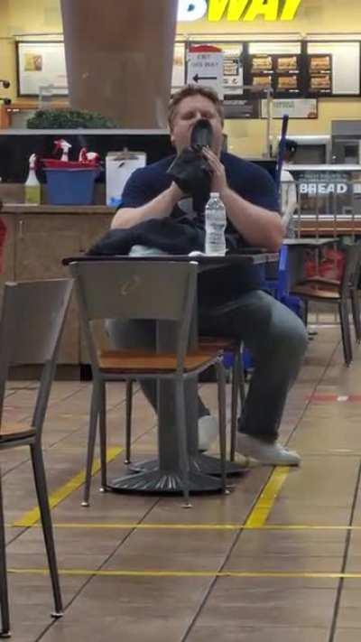 Just a man and his lunch