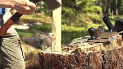 I built a tiny LOG CABIN in my backyard. Full video in the comments.