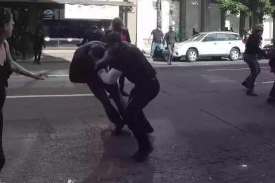 To hit a guy with a stick