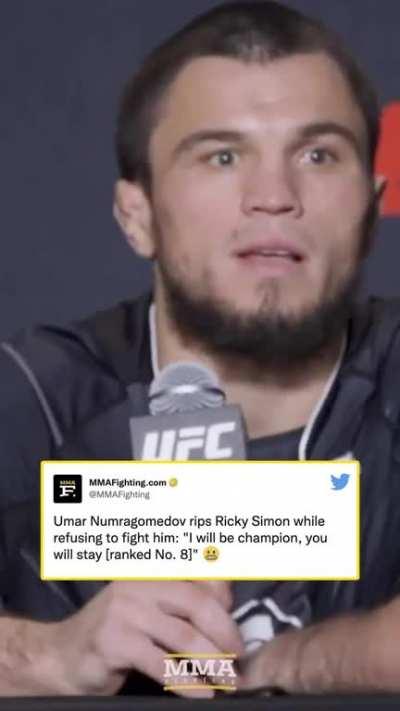 Umar Nurmagomedov in post fight press conference.