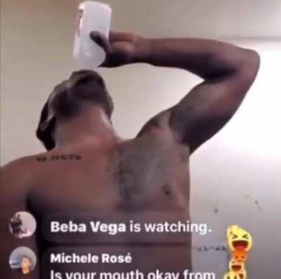 Guy drinks bottle of isopropyl