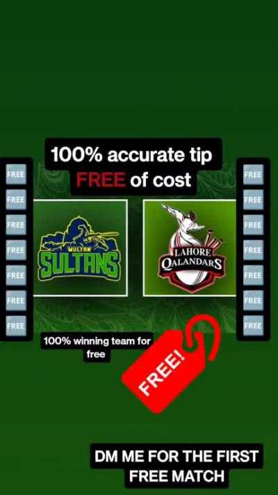 HELLO PREMIUM OFFER 💵💵💵💵💵💵💵 IF YOU ARE INTO CRICKET BETTING OR SOMETHING LIKE THAT I HAVE A GREAT OFFER FOR YOU! GIVING 99.9% CRICKET REPORTS BEFORE THE MATCH 💲💲💲💲💲💲💲💲💲 NO CHANCE OF LOSS 100% WINNING 1ST MATCH OF PSL FREE 🆓🆓🆓🆓🆓🆓🆓🆓🆓 JOIN THE CHANNEL FOR FR