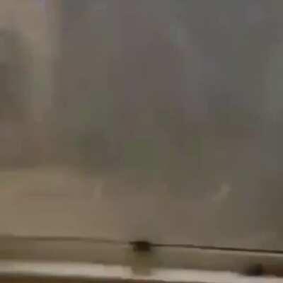 Intense hail storm in Canada. Looks like an over exaggerated storm scene in an old movie.