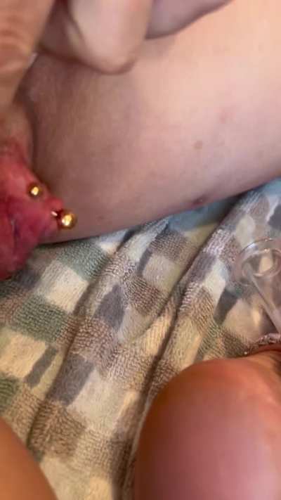 Okay she almost got stuck.  Need a bigger tube and I need to take off the piercing.  I can get her much bigger!  [f]