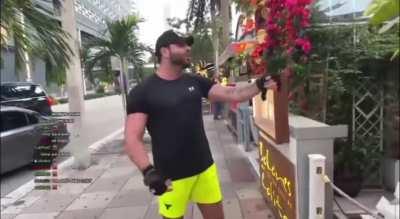 Guy starts fight on someone half his size