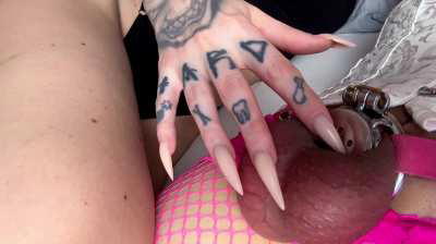 Oops.. Are your big blue balls and tiny caged clit too sensitive?