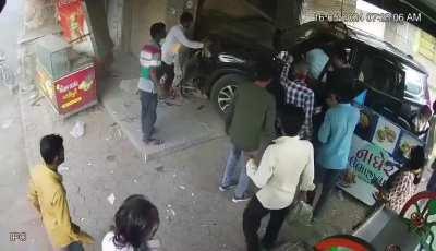 Sleeping Homeless man ran over by out of control car