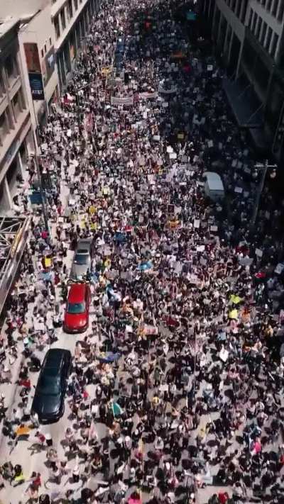 Video shows massive crowd in Downtown Los Angeles protesting against Trump. The 'No Kings' protests mark the largest nationwide anti-Trump demonstration since his return to office.