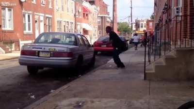 Man forgot keys in his car. Ends up knocking himself out.