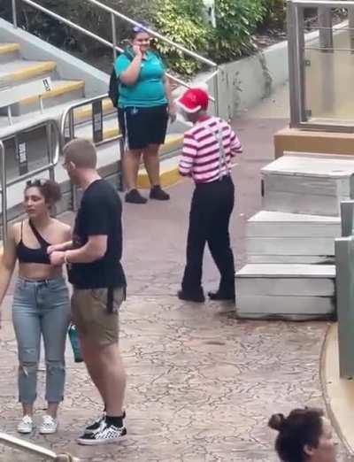Mime pranking a tourist