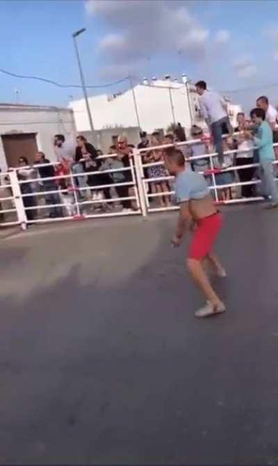 Trying to dodge a bull