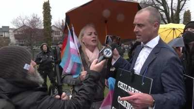 Sudden clash between trans activists and counter protesters.