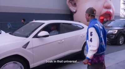 That time Kanye pulled up to Travis’s birthday party in his new custom Lamborghini Urus