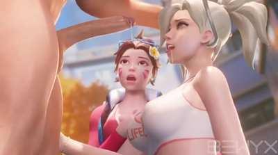 D.Va watches Mercy throat a big one at the beach [Bewyx]