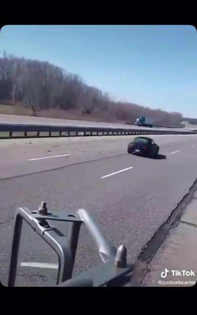 Letting a bird out on the side of a highway