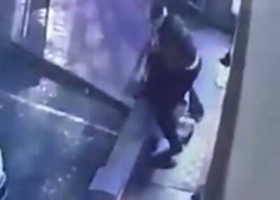 Bouncer successfully fights off a guy with a gun