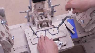 I've spent years developing sunglasses that are made from jeans (Solid Denim). I've spent the last few months developing this jig to help me assemble the parts quickly and precisely. I love using it!