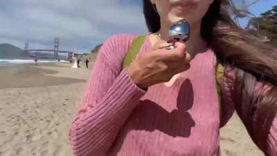 Plugged at the beach