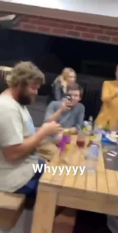 he tried to light his beard on fire..