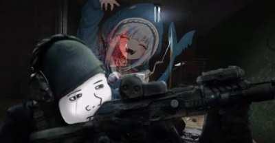 manly delusion: it’s WW3, the enemy has your position surrounded. You’ve suffered a fatal injury so you volunteer to be left behind in order to bait the enemy. you listen to Gura sing one last time.