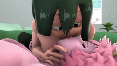 Mina X Tsuyu Kiss (Greatm8) [My Hero Academia]