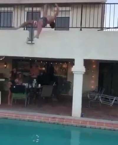 Diving into the pool from the balcony 😎