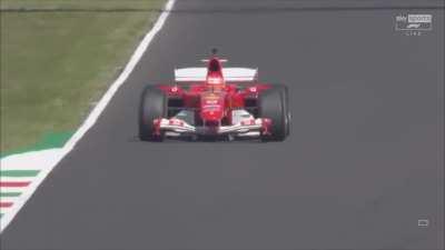 Mick Schumacher driving his father's Ferrari F2004 around Mugello