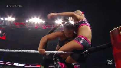 Bianca rams her shoulder into Alexa’s gut then squeezes her cute little face