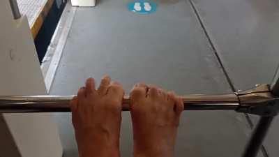 Would you let me play with your dick and my dirty feet on the train?