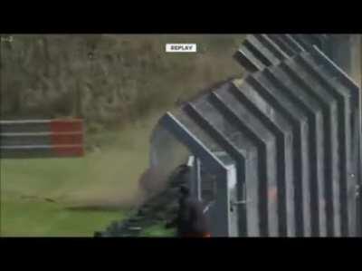 Race car loses and control and everything goes wrong