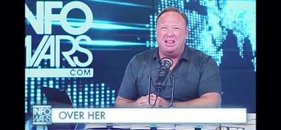 Alex Jones rants as an indie folk song, “I’m told her and Obama just stink…Obama and Hillary both smell like sulfur; literal vampire pot-belly goblins” 🤣