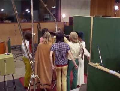 The Rolling Stones record vocals on Sympathy For The Devil, filmed by French filmmaker Jean-Luc Godard, June 1968