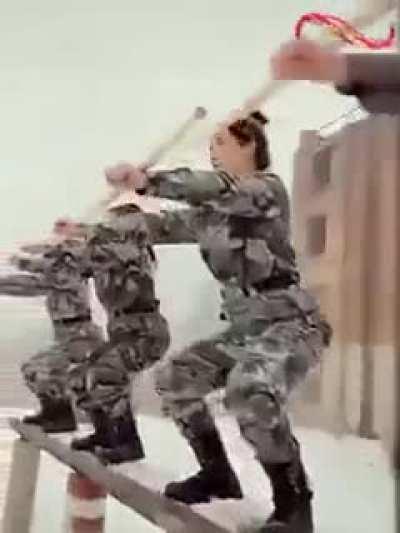 For a woman to be a good soldier, you first have to make sure she's not pregnant by beating her on the stomach. The first stage of selection