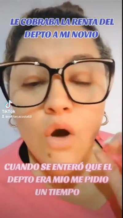 Mujer enojada porque le mintió al novio pidiéndole que pague la mitad del alquiler de un departamento que era de ella.