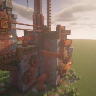 Steampunk inspired factory I made! Tried steampunk style for the first time. What do you guys think?