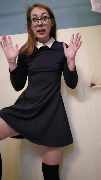 Hiking up my skirt to take a pee