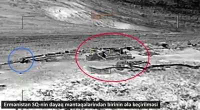 Azerbaijani TB2 recording the capture of one of the strongholds of the Armenian Armed Forces by Azerbaijani soldiers supported by artillery, (released on 16.09.22)