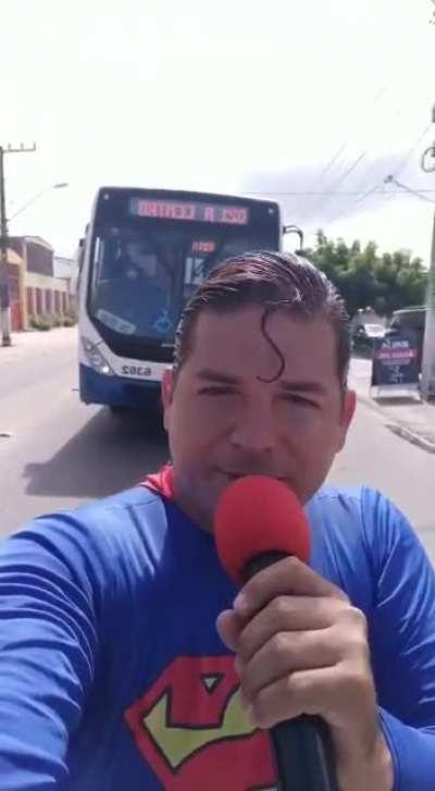 Superman hit by a bus.