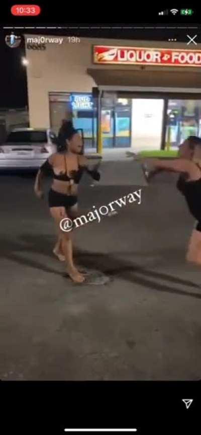 Chic fight in parking lot