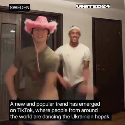 People from all over the world are dancing the traditional Ukrainian dance, the hopak