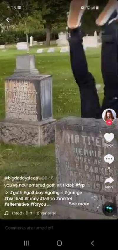 Wow what a cool kid! Dancing on graves is so gnarly dude!