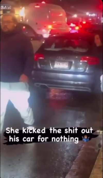 Asian man crashed out after woman kicks car and assaults him