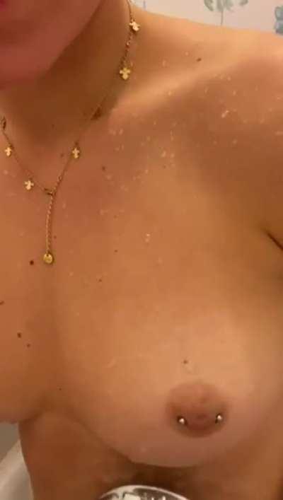 Washing last night’s cum off (f)