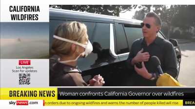 Woman confronts California Governor over wildfires 
