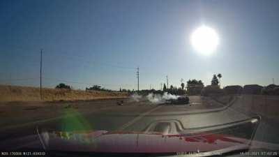 [USA] Car Flies off Overpass