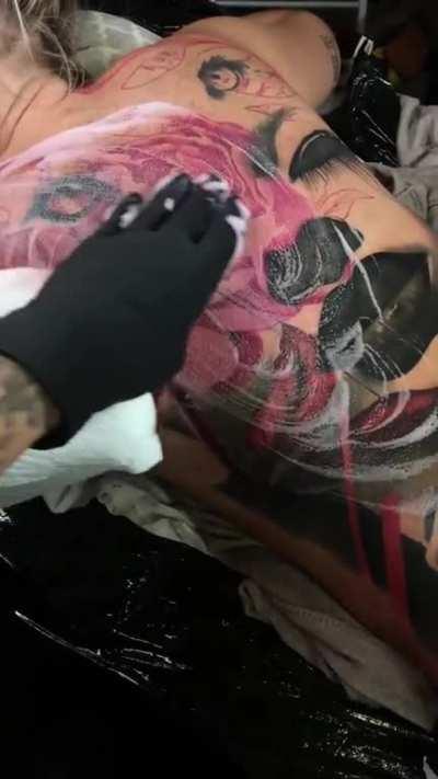 Back tattoo from beginning to completion