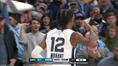 [Highlight] Ja Morant puts the Grizzlies up 3 points leaving 8.4 seconds remaining into the game