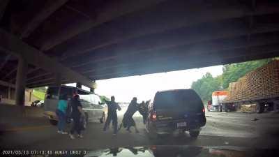 Witnessed a car crash yesterday and other drivers rushed to help remove the driver and passenger from the burning car. Everyone survived the crash.